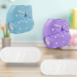Sparkle Joy Washable & Reusable Cloth Diapers/Nappies Combo Pack of 2 Free size With 2 organic cotton White inserts - Purple & Skyblue-8