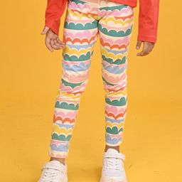 Anthrilo Lycra Rainbow Cloud Printed Leggings - Pink-image-47