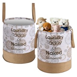 Kuber Industries Pack of 2 Foldable 45L Toys Organizer for Kids Room - Toys Storage Bag/Basket/Container with Handles | Floral Print -White & Gold-23