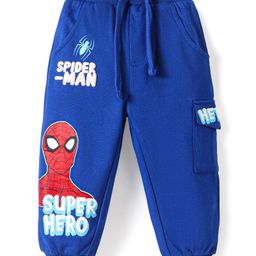 Babyhug Marvel Terry Knit Full Length Lounge Pant With Spider Man Graphics - Blue-image-79