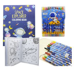 Space Coloring Book with Rolling Crayons for Kids Ages 4-8 Year Old Party Favor Magical Coloring & Drawing Books for Girls Children's Coloring Book (Space -Coloring Book + Rolling Crayons)-24 Pages-11