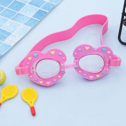Yellow Bee Silicon Charming Swimming Goggles with Colorful Heart Accents for Girls- 1 Piece, Pink-22