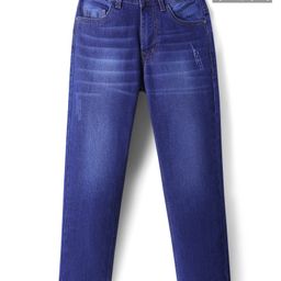 Pine Kids Denim Woven Full Length Washed Jeans - Navy Blue-picture-25