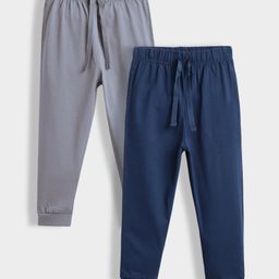 Orange Sugar 100% Cotton Knit Pack Of 2 Solid Joggers - Grey & Royal Blue-image-73