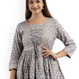DMP FASHION Floral Printed Pure Cotton Square Neck Peplum Kurti-picture-41