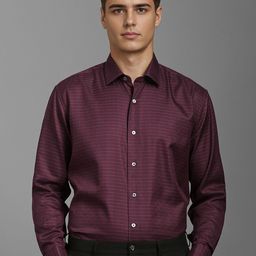 Luxure by Louis Philippe Men Spread Collar Checked Cotton Formal Shirt-picture-25