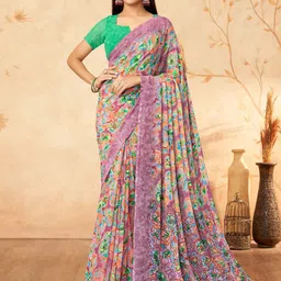 Anouk Rustic Floral Poly Georgette Sungudi Saree-8