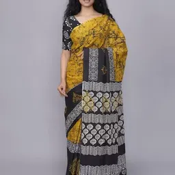 TROPWEAR Linen Blend Block Print Saree image 4