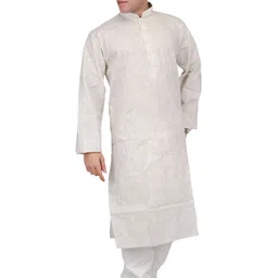 Exotic India Men Solid Kurta with Pyjama-image-97