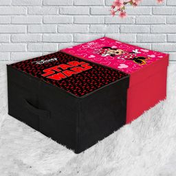 Kuber Industries Set Of 2 Disney Printed Foldable Storage Organizer Boxes With Lid image 1