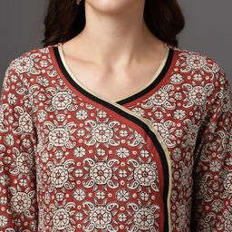 Anouk Printed Angrakha Kurta & Trousers With Dupatta image 2