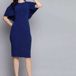 SASSAFRAS Blue Frill Cape Bodycon Dress-image-21