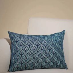Pure Home and Living Blue Cotton Embroidered Rectangular Cushion Cover-image-40