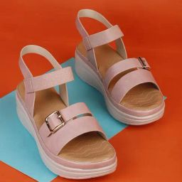 Iconics Women's Peach Ankle Strap Wedges-image-42