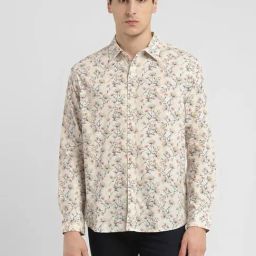 Levi's Beige Slim Fit Floral Print Shirt-image-69