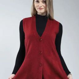 Monte Carlo Red Regular Fit Self Pattern Cardigan-0
