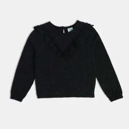 MINIKLUB Girls Black Printed Full Sleeves Knit Top-image-94