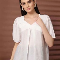 Melon By plusS White Plain Top-image-95