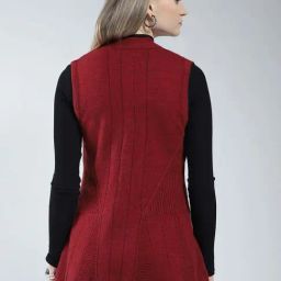 Monte Carlo Red Regular Fit Self Pattern Cardigan image 2