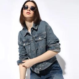 Only Blue Cotton Regular Fit Denim Jacket-image-90