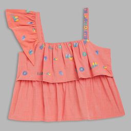 ELLE Orange Floral Print Top-image-85