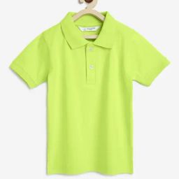 Campana Kids Lime Green Solid Polo T-Shirt-picture-40