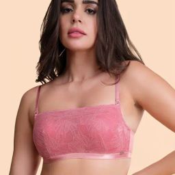 Enamor Dusty Pink Lace Work Push-up Bra-picture-29