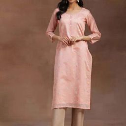 Libas Peach Embroidered Straight Kurta-image-70