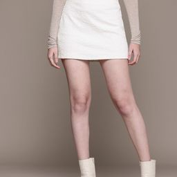 MANGO Floral Self-Design Mini Straight Skirt-image-21