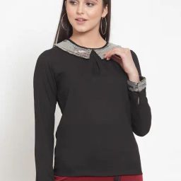 KASSUALLY Black Embellished Shirt-20