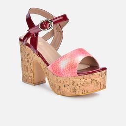 VALIOSAA Printed Platform Heels With Buckles-5