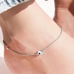 Zavya Spiritual Guardian Rhodium-Plated Evil-Eye 925 Sterling Silver Chain Anklet-image-92