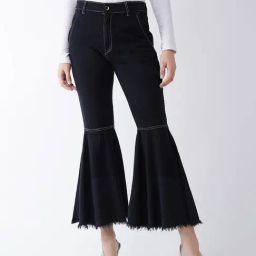 Miss Chase Black Mid Rise Flared Jeans-picture-13