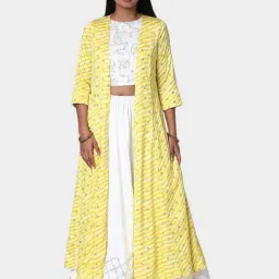 Biba Multi Printed Top & Skirt Set With Jacket-picture-49