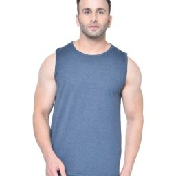 Chkokko Blue Cotton Regular Fit Sports T-Shirt-image-48