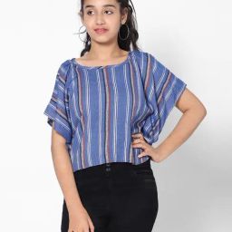 TeenTrums Girls Blue Striped Top-image-70