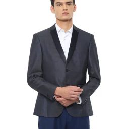 Van Heusen Blue Full Sleeves Notched Lapel Blazer-image-9