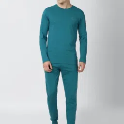 Peter England Blue Cotton Regular Fit T-Shirt & Joggers-image-99