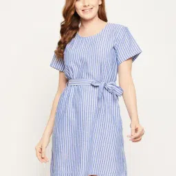 Clovia Blue & White Striped Night Dress-picture-35