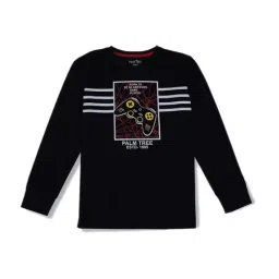 Palm Tree Boys Black & White Printed Full Sleeves T-Shirts-picture-25