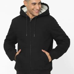 Celio* Black Cotton Regular Fit Hooded Jackets-image-75