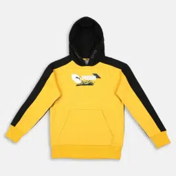 Puma Kids Yellow & Black Cotton Color Block Full Sleeves Hoodies-image-99
