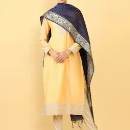 Soch Navy Woven Pattern Dupatta-picture-1