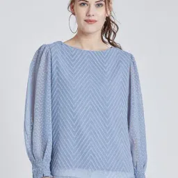 Marie Claire Blue Self Pattern Top-picture-0