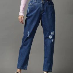 SHOWOFF Blue Cotton Solid High Rise Jeans-image-38