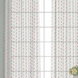 GM Sheer Embroidery Multicolor Polyester 7 ft Eyelet Ring Top Door Curtain - Set of 1 PC-42