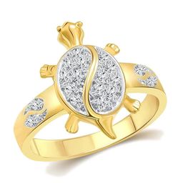 Vighnaharta Gold and Rhodium-Plated CZ-Studded Tortoise Ring-51