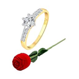 Vighnaharta Set Of 2 Gold-Plated CZ-Studded Finger Ring With Rose Box-33