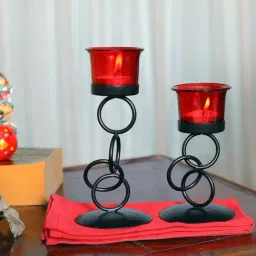 HOSLEY Black Iron Candle Holders - Set of 2-image-20