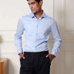 SUBTRACT Sky Blue Slim Fit Shirt-image-54